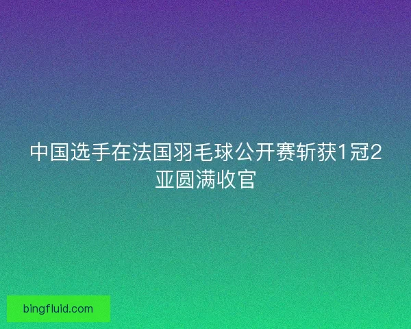 中国选手在法国羽毛球公开赛斩获1冠2亚圆满收官