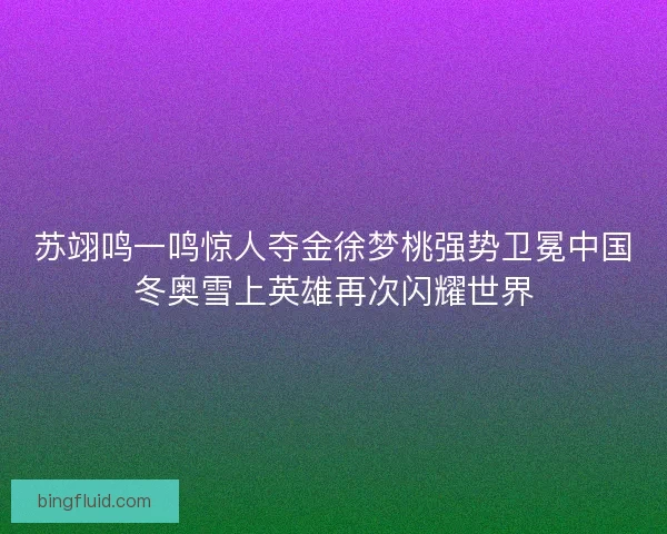 苏翊鸣一鸣惊人夺金徐梦桃强势卫冕中国冬奥雪上英雄再次闪耀世界 苏翊鸣一鸣惊人夺金徐梦桃强势卫冕中国冬奥雪上英雄再次闪耀世界