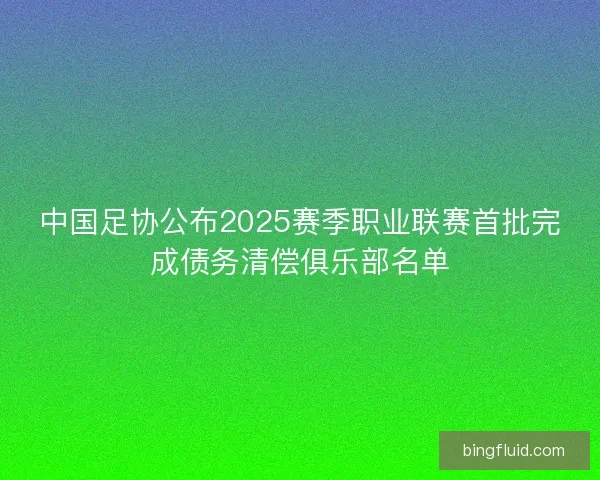 中国足协公布2025赛季职业联赛首批完成债务清偿俱乐部名单 中国足协公布2025赛季职业联赛首批完成债务清偿俱乐部名单